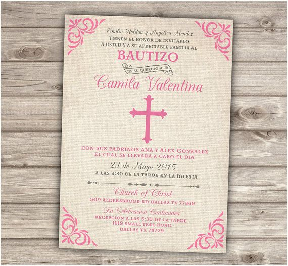 Spanish Printable Baptism Christening Invitations By Cardmint With 