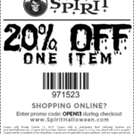 Spirit Halloween 20 Off Item Printable Coupon