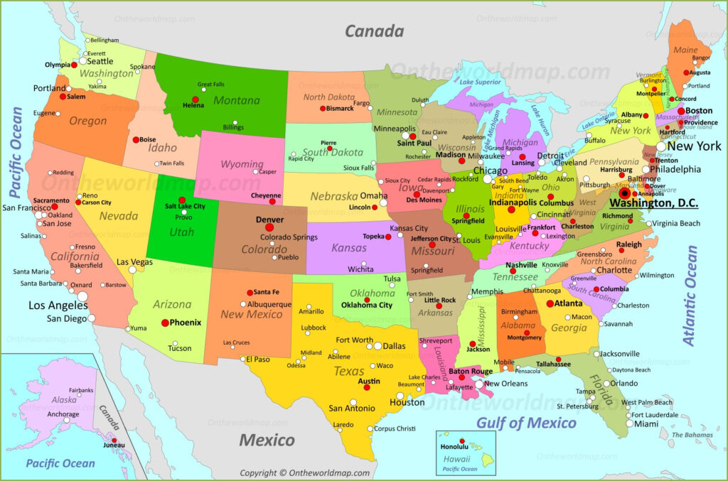 USA Map Maps Of United States Of America With States State Capitals 