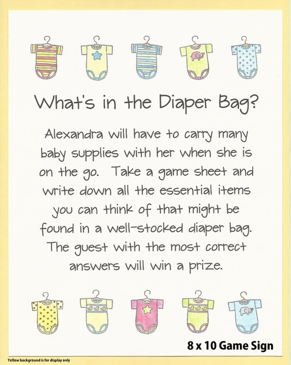 What s In The Diaper Bag Baby Shower Game Stock The