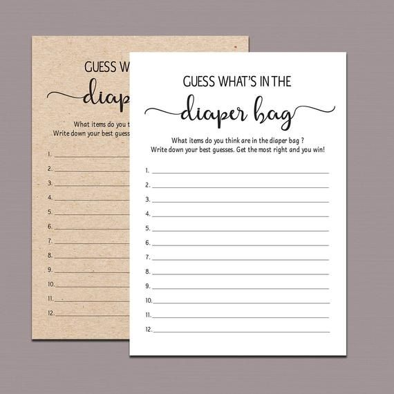 What s In The Diaper Bag Rustic Baby Shower Game Etsy Printable 