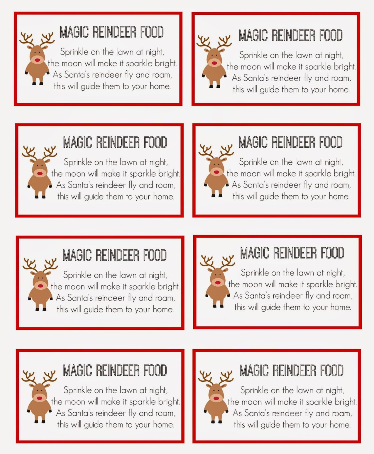 10 Best Free Reindeer Food Tags Printables Printablee