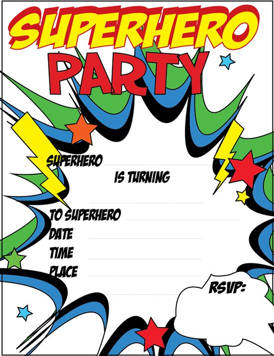 12 FREE Printable Blank Superhero Birthday Invitation Template FREE 