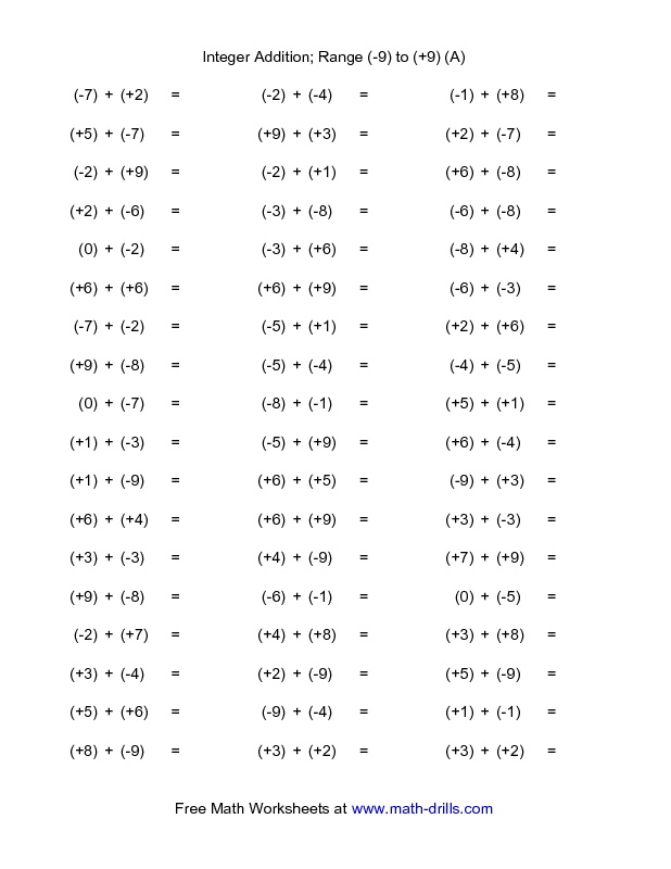 16 Best Images Of Adding Integers Worksheets 7th Grade With Answer Key 