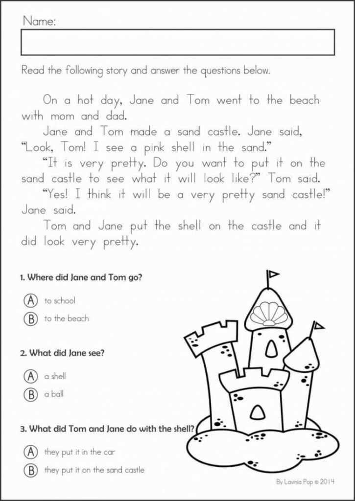 1St Grade Reading Comprehension Worksheets Multiple Choice Db excel