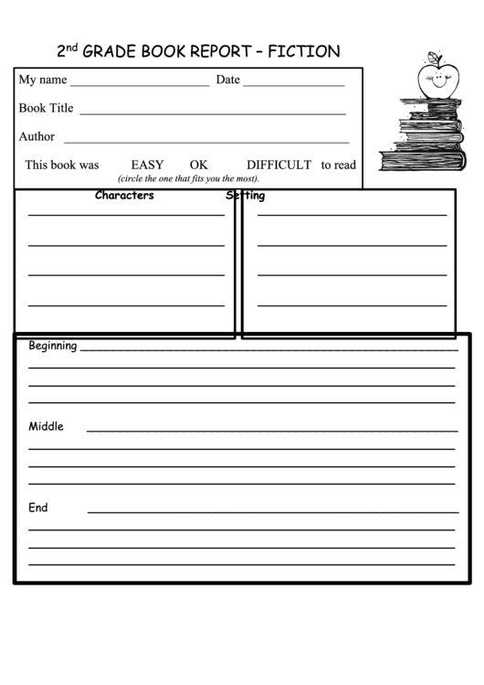 2nd Grade Book Report Fiction Printable Pdf Download