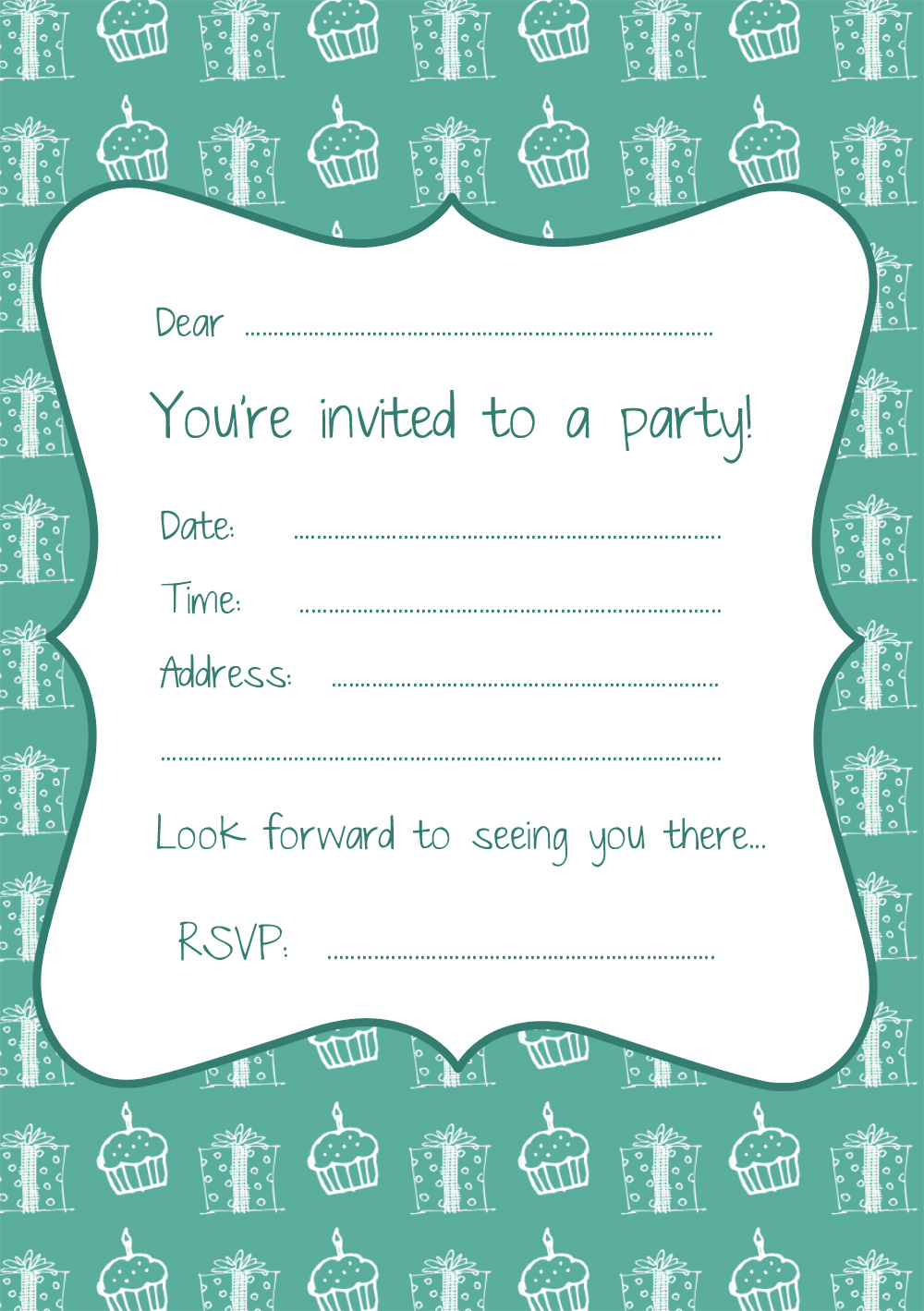 3 FREE Printable Party Invitations Cake And Presents Free Party 