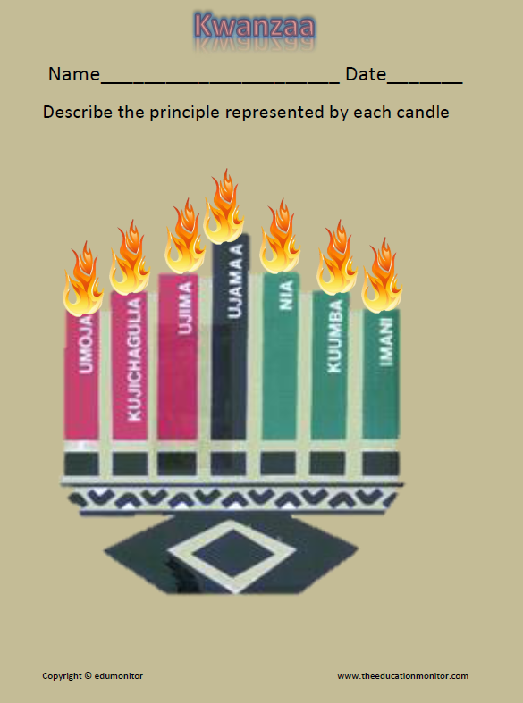 7 Kwanzaa Principles Holiday Worksheet For Kids