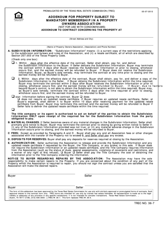 Addendum For Property Template Printable Pdf Download