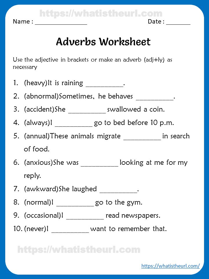 Adverbs Worksheets For 4th Grade Adverbs Worksheet English Grammar 