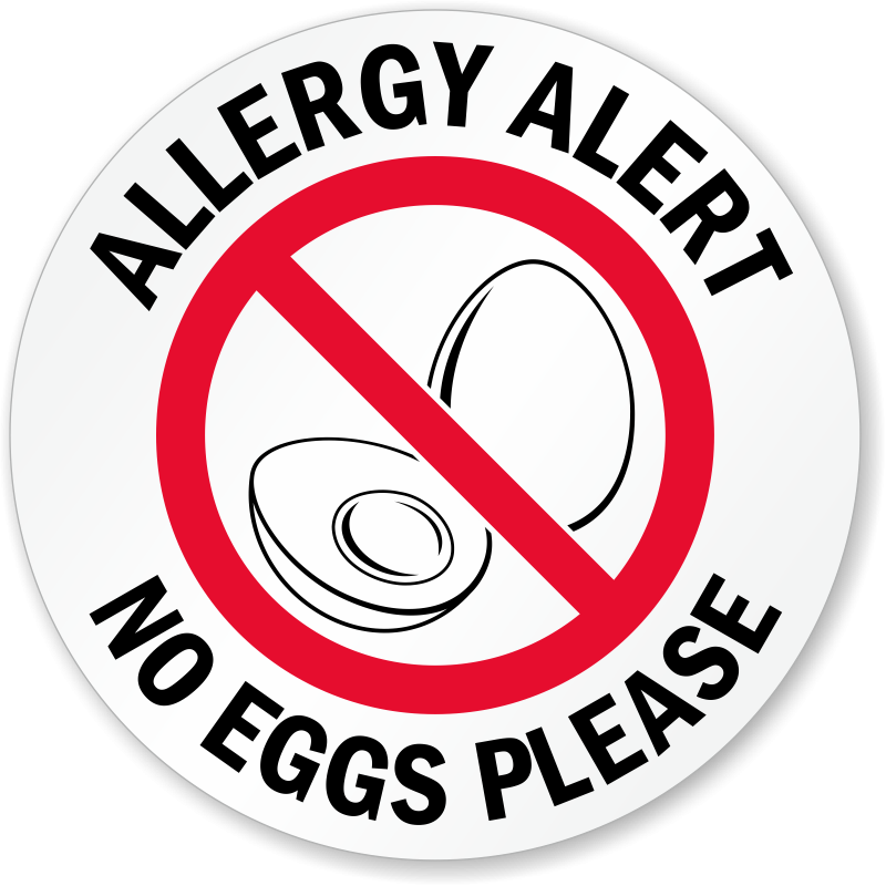 Allergy Alert No Eggs Please Door Decal Signs SKU LB 2979 