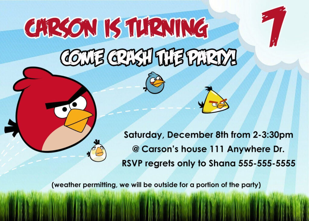 Angry Birds Birthday Invitation Template Free Birthday Party 