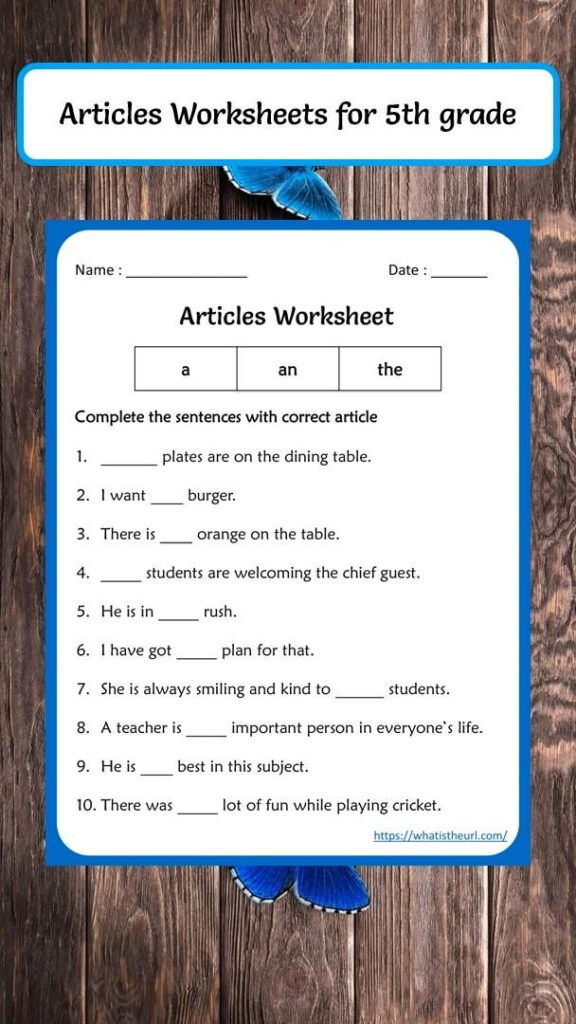 Articles Worksheets For 5th Grade Video Grammar For Kids English 