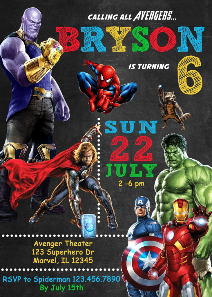 Avengers Invitation Avengers Party Invitation Avenger Birthday Party 