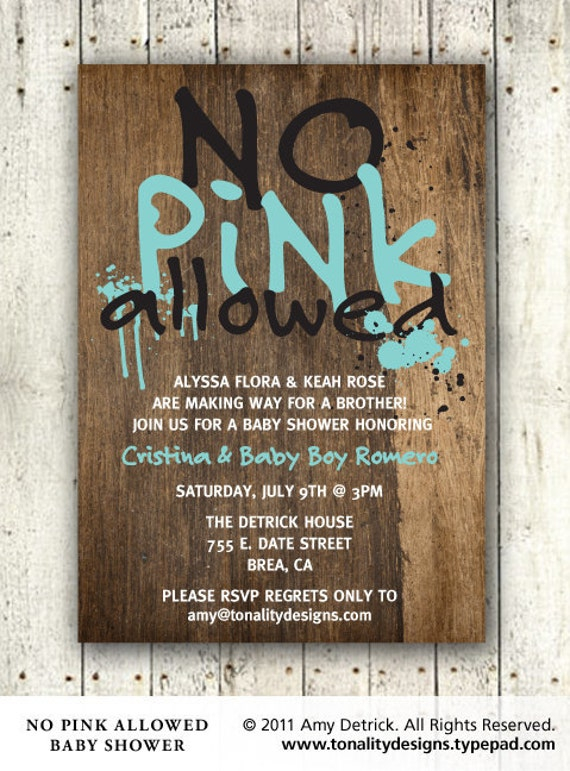 Baby Boy Baby Shower Invitation No Pink Allowed DIY