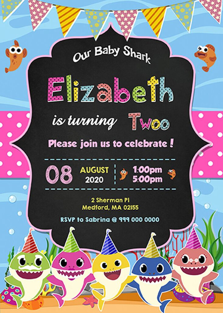 Baby Shark Digital Birthday Invitation Printable Invitation Baby Shark 