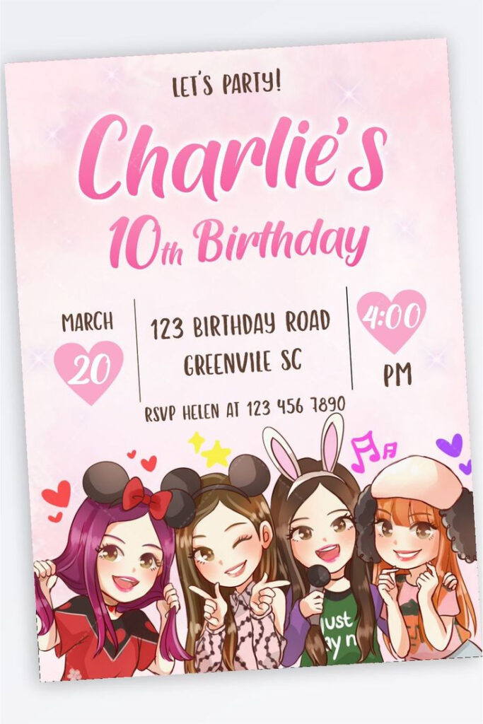 Blackpink Birthday Invitation In 2021 Birthday Invitations 