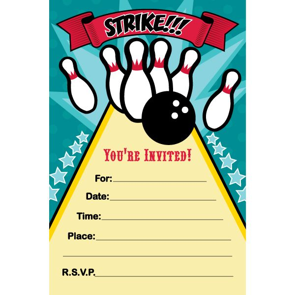 Bowling Party Invitations 4 X 6 Inch 8 Count Party Invite Template 