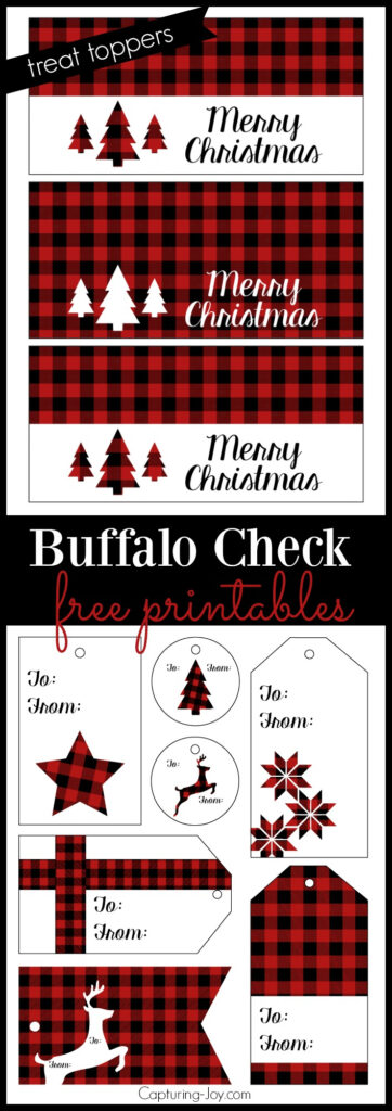Buffalo Check Plaid Printable Christmas Gift Tags And Treat Toppers