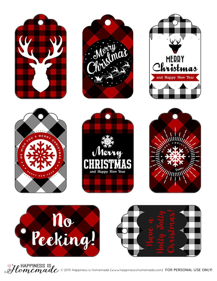 Buffalo Check Plaid Printable Gift Tags Happiness Is Homemade