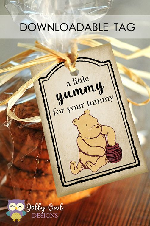 Classic Winnie The Pooh Gift Tag A Little Yummy For Your Tummy In 