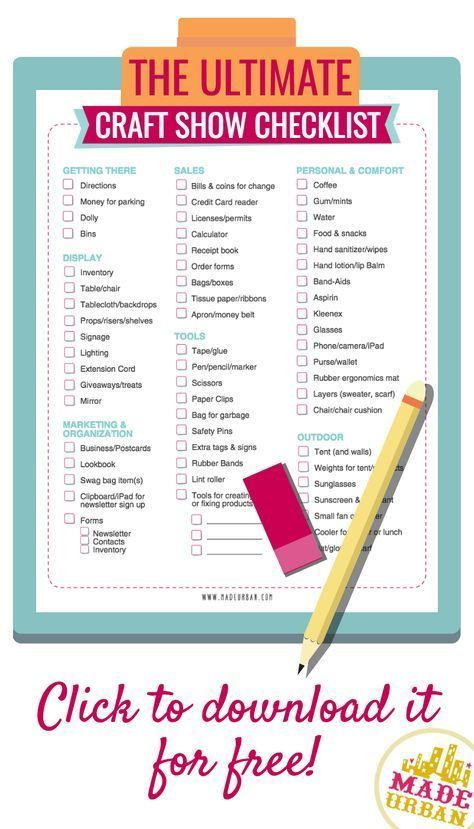 Craft Show Checklist Free Printable Crafts Craft Show Booths Craft 