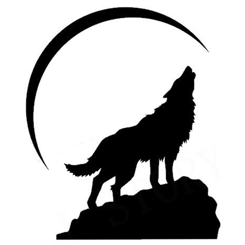 Darmowa Wysy ka Howling Wolf W Crescent Moon Vinyl Naklejka Naklejka 