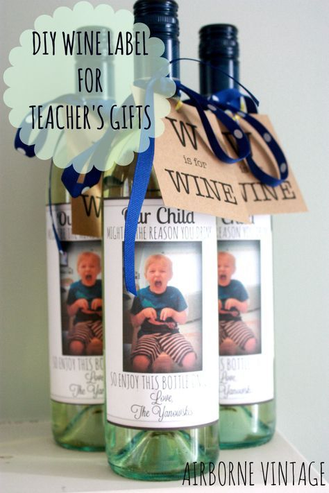 DIY Wine Bottle Label Flash Card Gift Tag For Teacher s Gifts Wine 