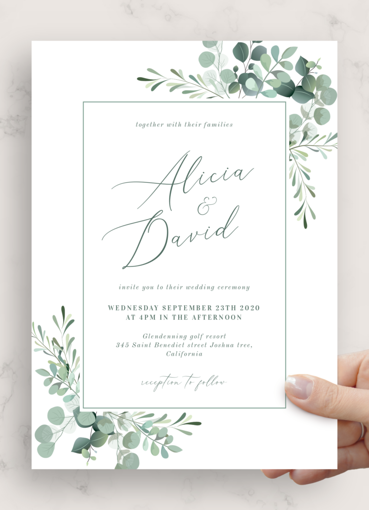 Download Printable Eucalyptus Boho Wedding Invitation PDF