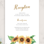 Download Printable Simple Sunflower Wedding Reception Card PDF
