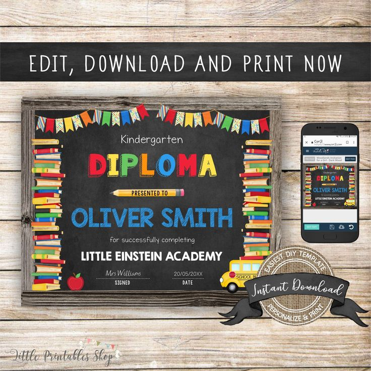 Editable Kindergarten Diploma Any Grade INSTANT DOWNLOAD Etsy In 2021 