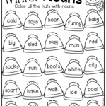 First Grade Winter Nouns Worksheet Students Color The Hats That With