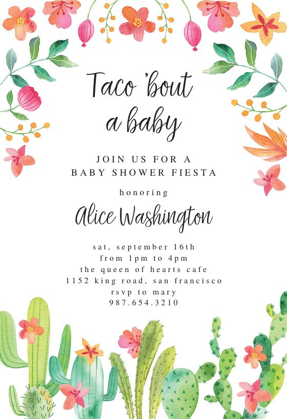 Flowerly Fiesta Baby Shower Invitation Template Free Greetings 