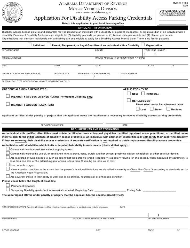 Form MVR32 6 230 Download Printable PDF Or Fill Online Application For 