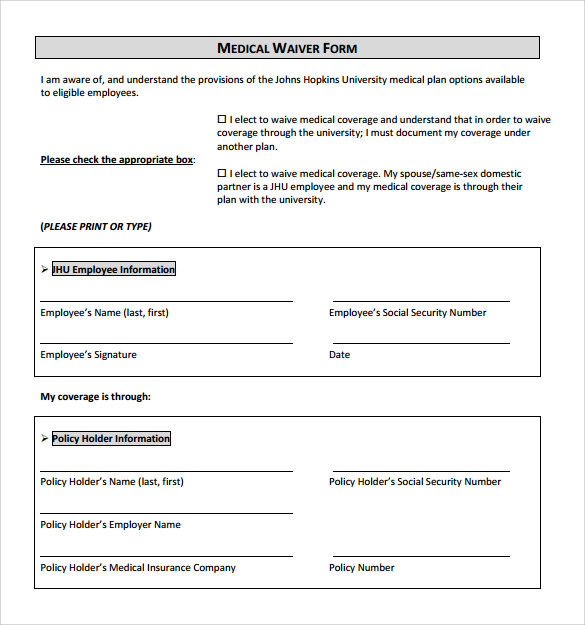 FREE 10 Medical Waiver Forms In PDF MS Word