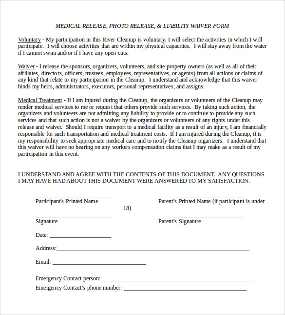 FREE 9 Sample Medical Waiver Forms In PDF MS Word