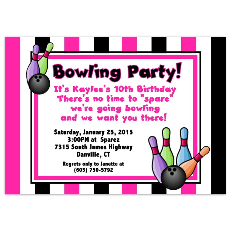 Free Bowling Birthday Party Invitations Template Downloadable FREE 
