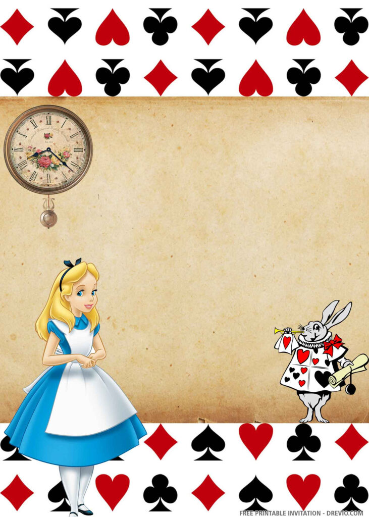  FREE PRINTABLE Alice In The Wonderland Birthday Invitation 