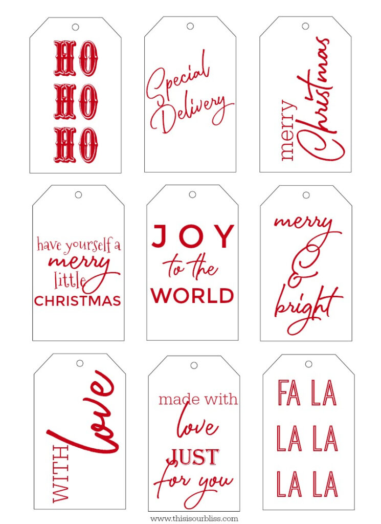 Free Printable Christmas Gift Tags RED This Is Our Bliss This Is 