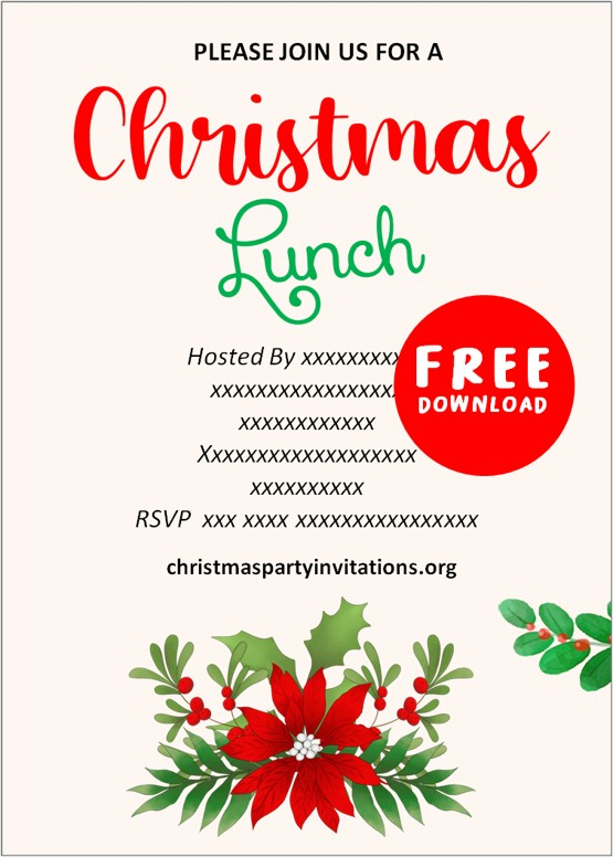 Free Printable Christmas Luncheon Invitations Templates 2020