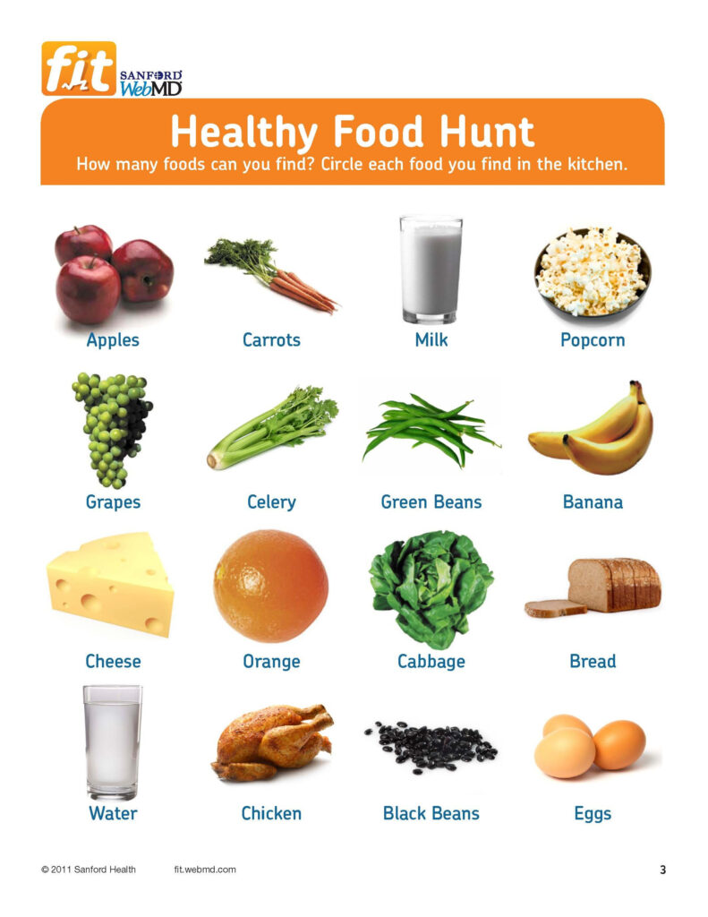 Free Printable Healthy Food Hunt For Grades 3 6 Healthy Baking 