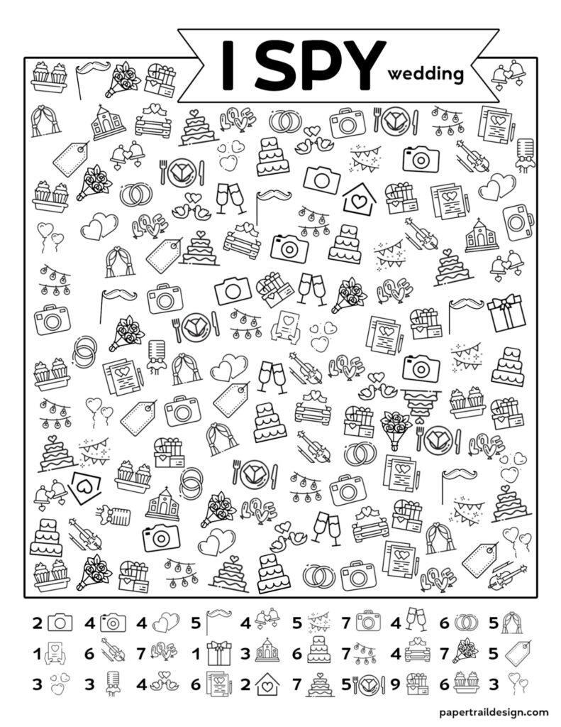 Free Printable I Spy Wedding Game Paper Trail Design