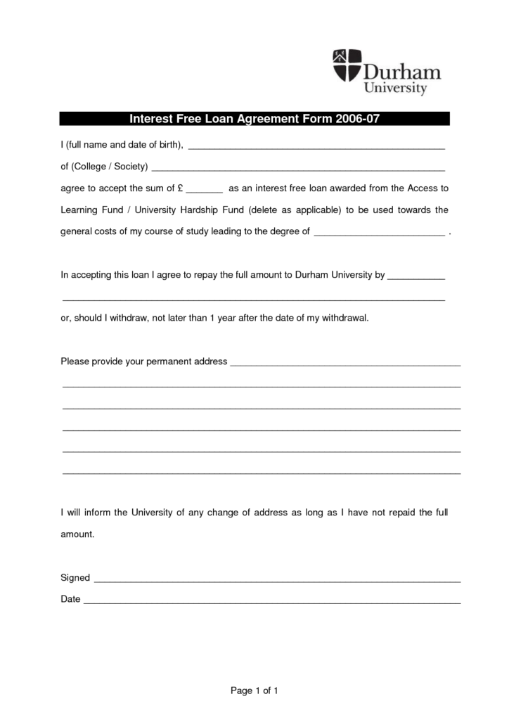 Free Printable Loan Agreement Form Form GENERIC 