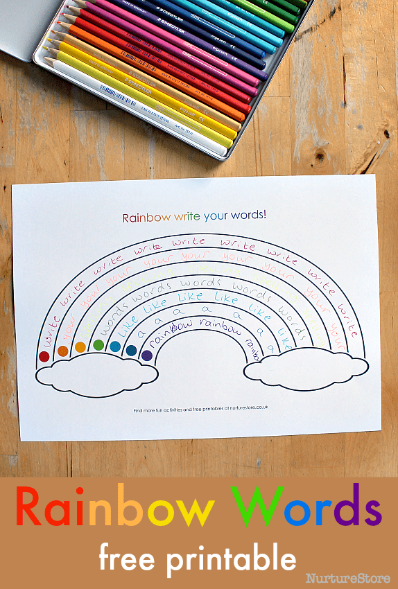 Free Printable Rainbow Writing Sheets NurtureStore