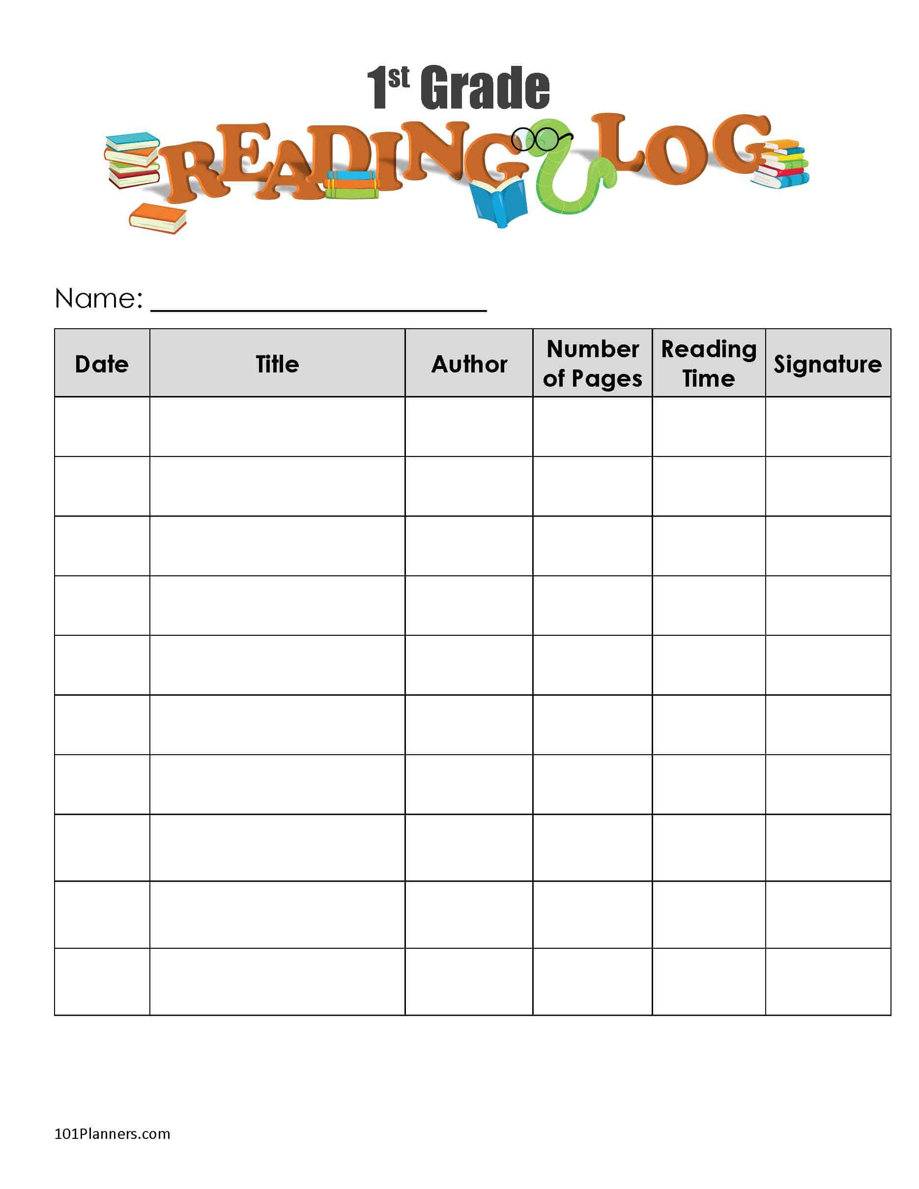 Free Printable Reading Log Template Bullet Journal Traditional
