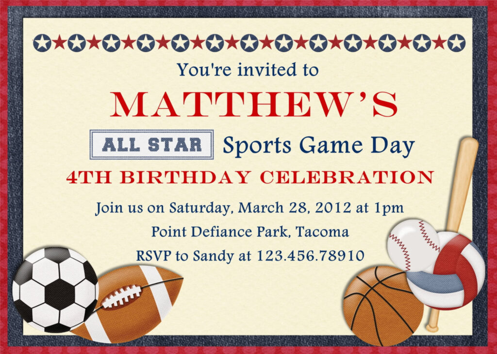Free Printable Sports Birthday Invitations FREE PRINTABLE Birthday 