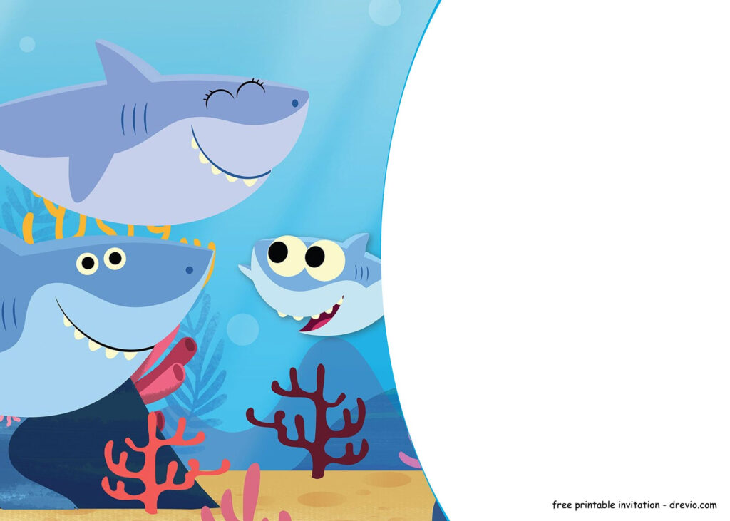 FREE Shark Baby Shark Invitation Templates FREE Printable Birthday 