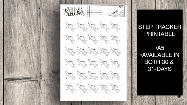 Free Step Tracker Printable Bullet Journal Page The Petite Planner