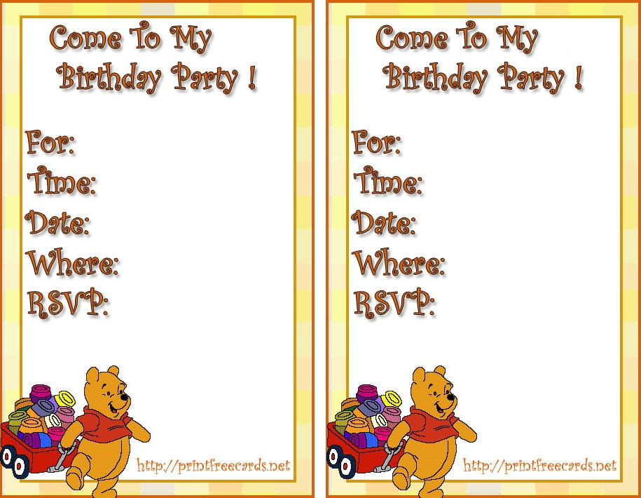 Free Winnie The Pooh Invitation Template