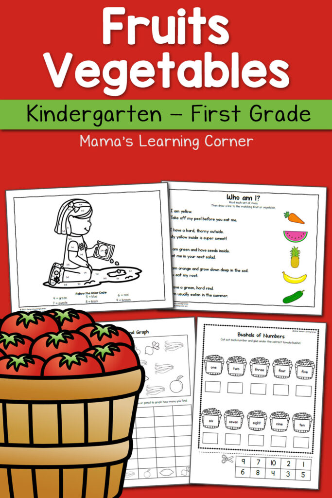 Fruit And Vegetable Worksheets For Kindergarten And First Grade Mamas 